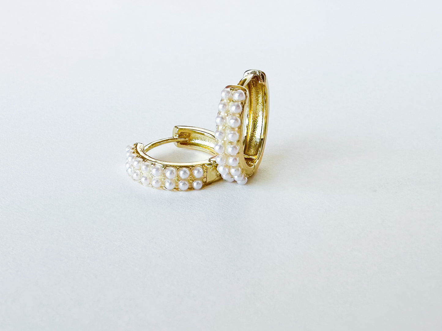 Pearl Huggie Hoop Earrings