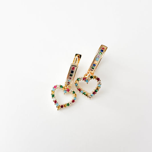 Multicolor Heart Huggie Earrings
